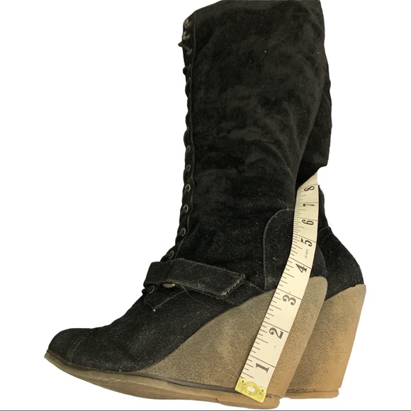 SPRING Winter BlackLace Up  Suede  Up to knee   Size 9 - Picture 8 of 10